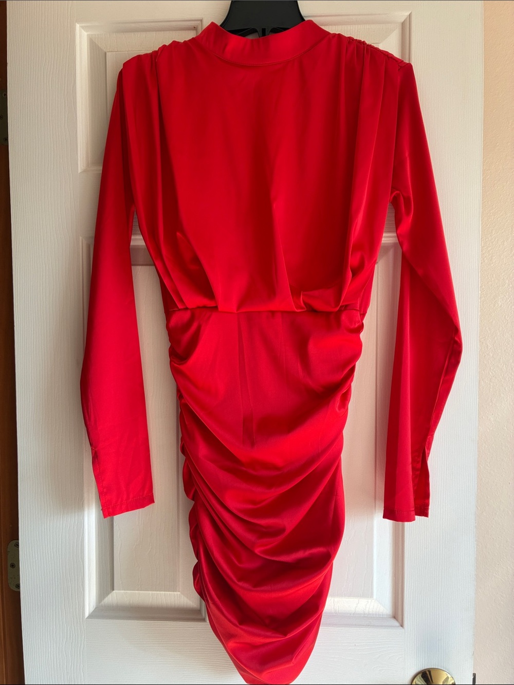 NWOT CBR Red Ruched Mock Neck Long Sleeve Mini Dress Size Small HOMECOMING
